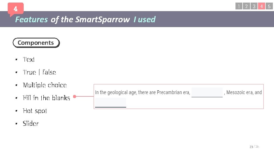 4 1 2 3 4 5 Features of the Smart. Sparrow I used Components 4 1 2 3 4 5 Features of the Smart. Sparrow I used Components