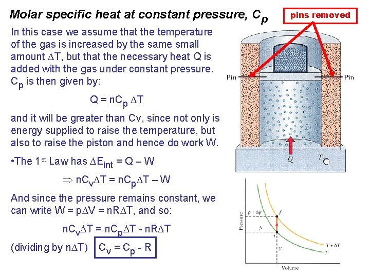 Molar specific heat at constant pressure, Cp In this case we assume that the