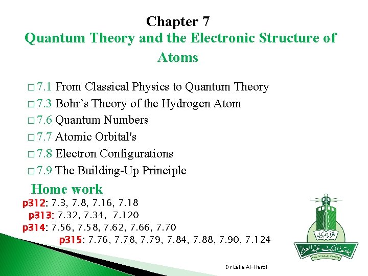 Chapter 7 Quantum Theory and the Electronic Structure