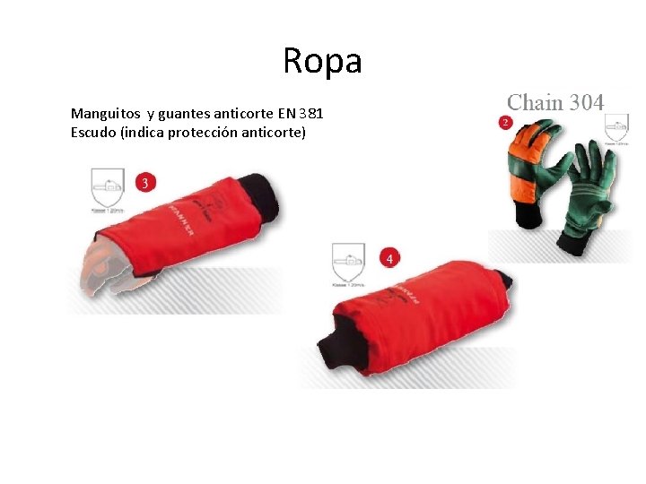 Ropa Manguitos y guantes anticorte EN 381 Escudo (indica protección anticorte) 