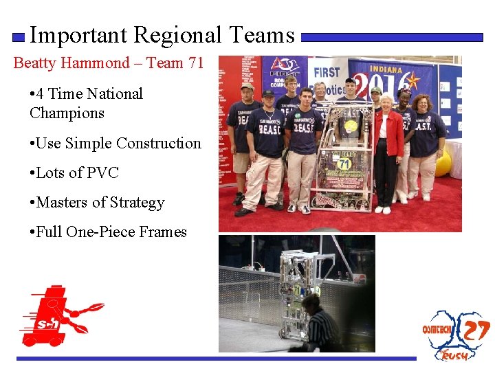 Important Regional Teams Beatty Hammond – Team 71 • 4 Time National Champions •