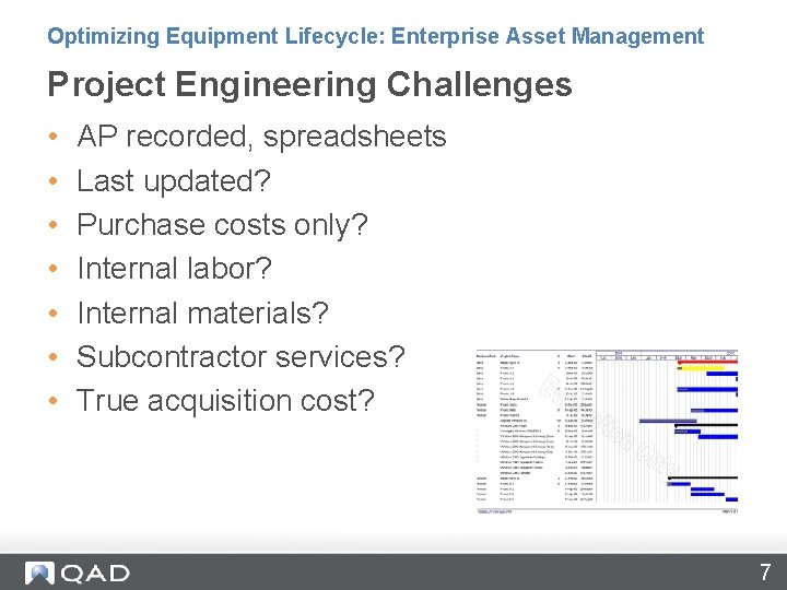 Optimizing Equipment Lifecycle: Enterprise Asset Management Project Engineering Challenges • • AP recorded, spreadsheets