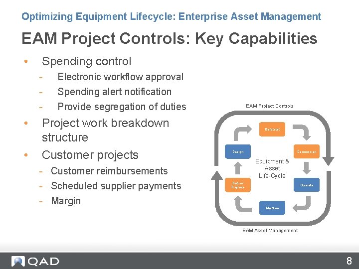 Optimizing Equipment Lifecycle: Enterprise Asset Management EAM Project Controls: Key Capabilities • Spending control