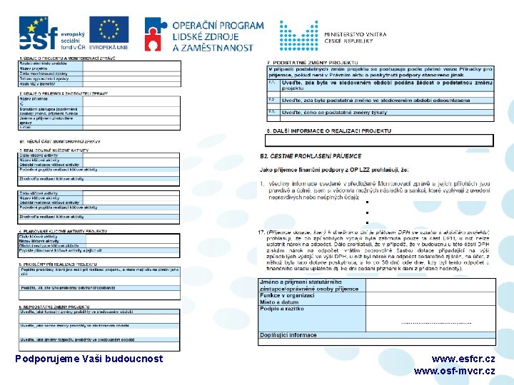 . . . Podporujeme Vaši budoucnost www. esfcr. cz www. osf-mvcr. cz 