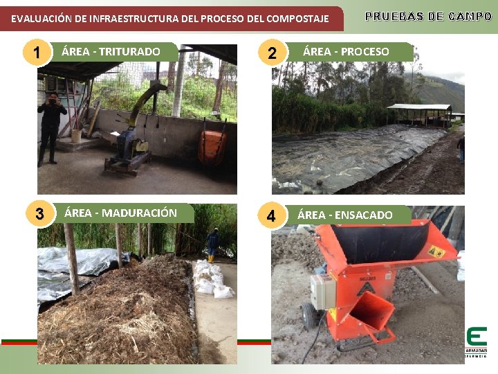 EVALUACIÓN DE INFRAESTRUCTURA DEL PROCESO DEL COMPOSTAJE PRUEBAS DE CAMPO 1 ÁREA - TRITURADO