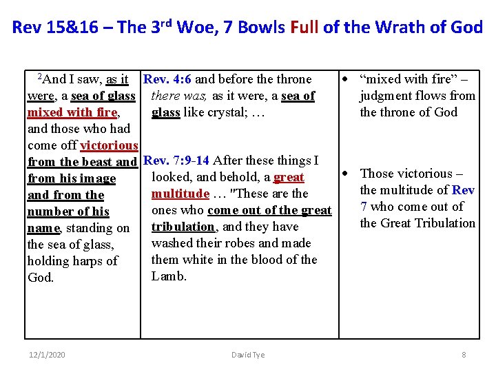 Rev 15&16 – The 3 rd Woe, 7 Bowls Full of the Wrath of