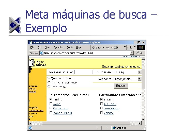Meta máquinas de busca – Exemplo 