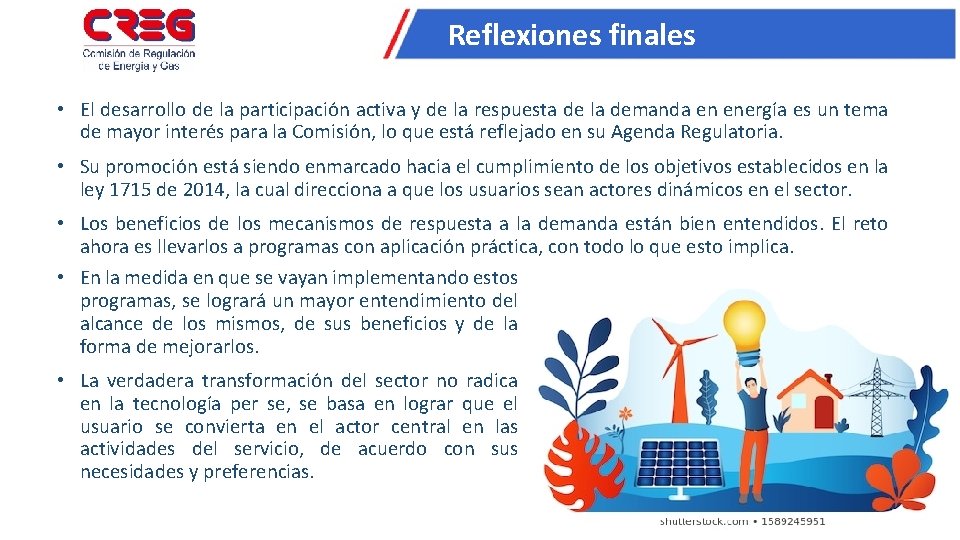 Reflexiones finales • El desarrollo de la participación activa y de la respuesta de