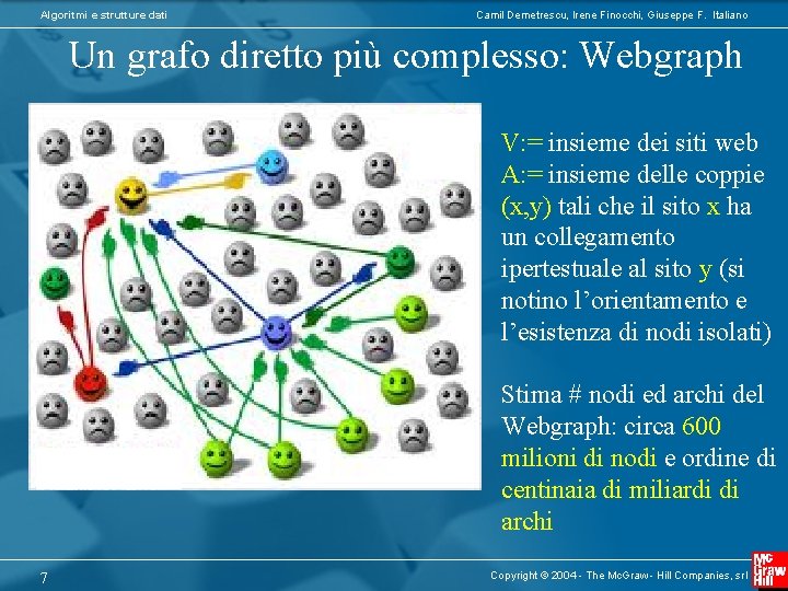 Algoritmi e strutture dati Camil Demetrescu, Irene Finocchi, Giuseppe F. Italiano Un grafo diretto