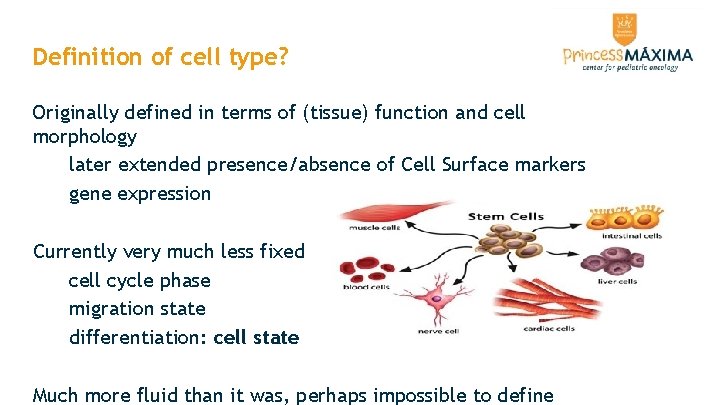 Definition of cell type? Originally defined in terms of (tissue) function and cell morphology Definition of cell type? Originally defined in terms of (tissue) function and cell morphology