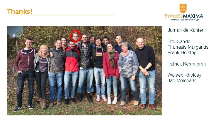 Thanks! Jurrian de Kanter Tito Candelli Thanasis Margaritis Frank Holstege Patrick Kemmeren Waleed Kholosy Thanks! Jurrian de Kanter Tito Candelli Thanasis Margaritis Frank Holstege Patrick Kemmeren Waleed Kholosy