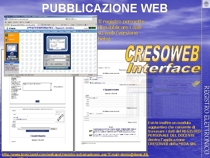 PUBBLICAZIONE WEB Il registro permette di pubblicare i dati su web (versione beta) ck