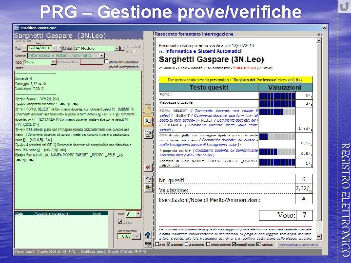 click PRG – Gestione prove/verifiche REGISTRO ELETTRONICO 