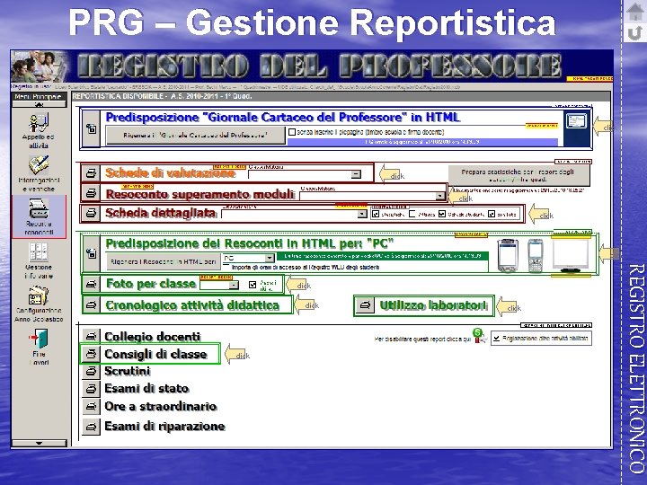 PRG – Gestione Reportistica click click REGISTRO ELETTRONICO click 