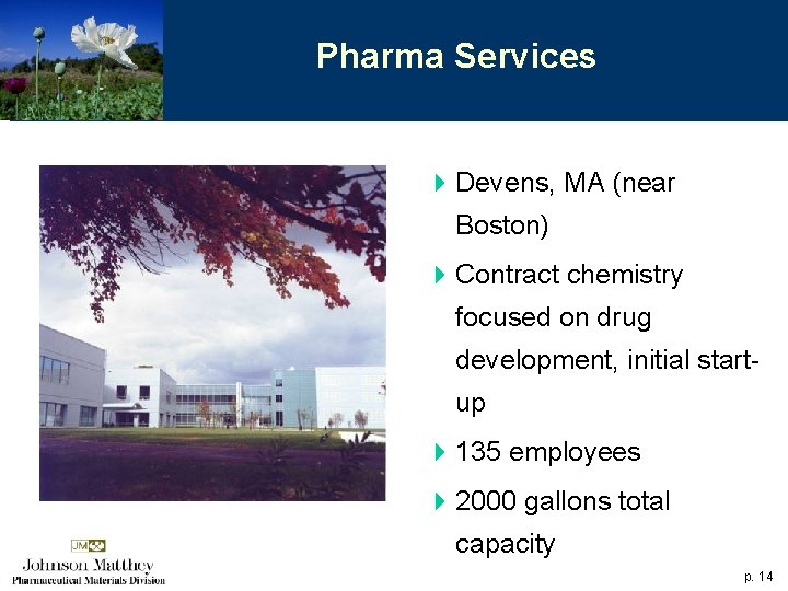 Pharma Services 4 Devens, MA (near Boston) 4 Contract chemistry focused on drug development,