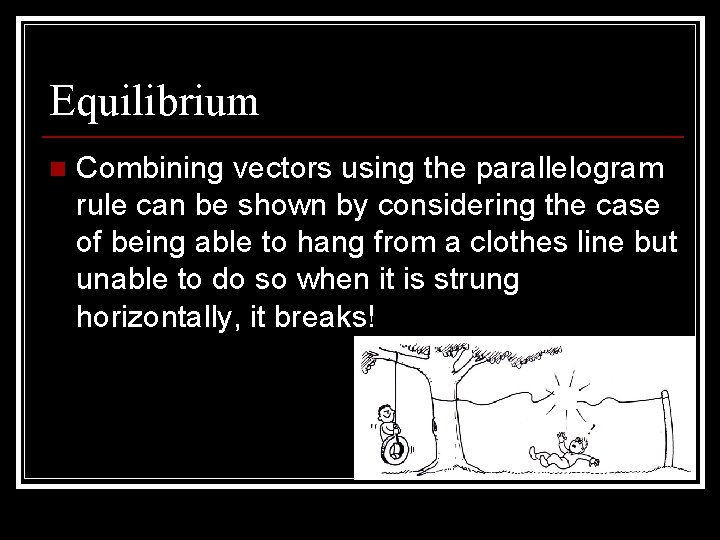 Equilibrium n Combining vectors using the parallelogram rule can be shown by considering the