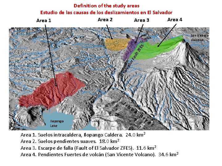 Definition of the study areas Estudio de las causas de los deslizamientos en El