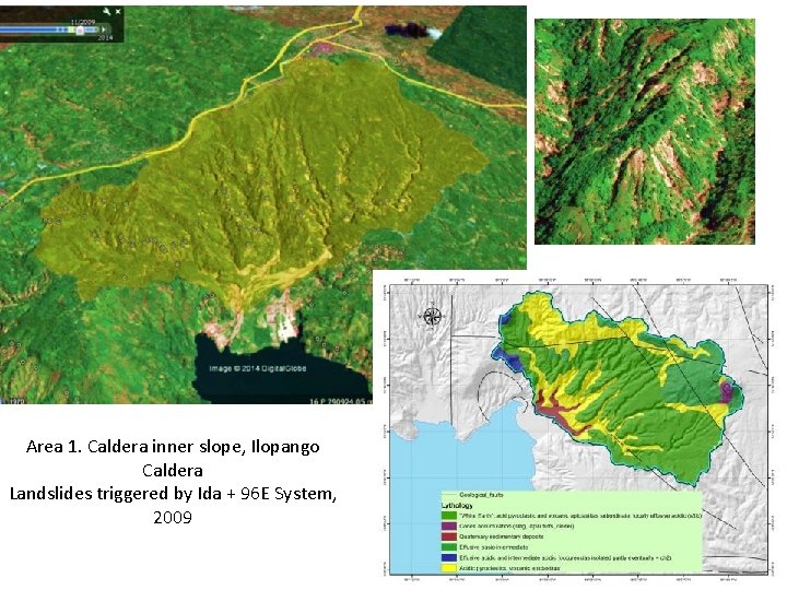 Landslide inventory in a GIS Area 1. Caldera inner slope, Ilopango Caldera Landslides triggered