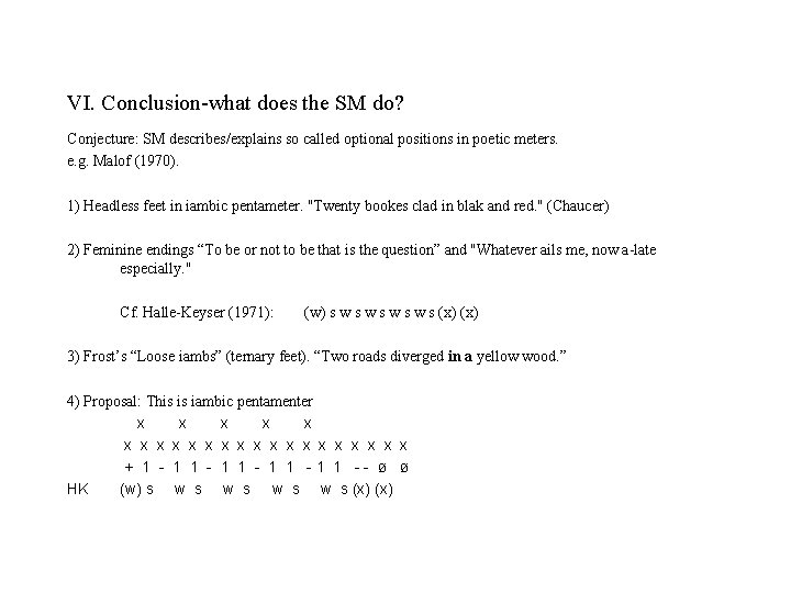 VI. Conclusion-what does the SM do? Conjecture: SM describes/explains so called optional positions in