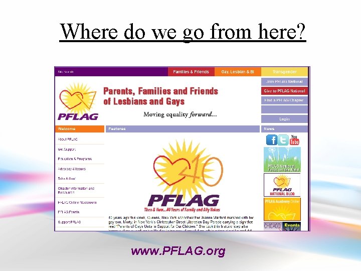 Where do we go from here? www. PFLAG. org 