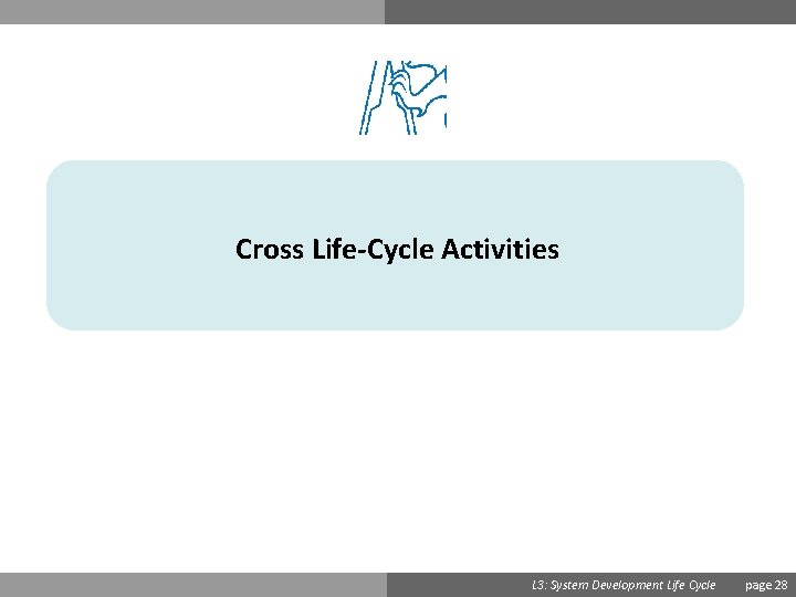 Cross Life-Cycle Activities Ondřej Přibyl L 3: System Development Life Cycle page 28 