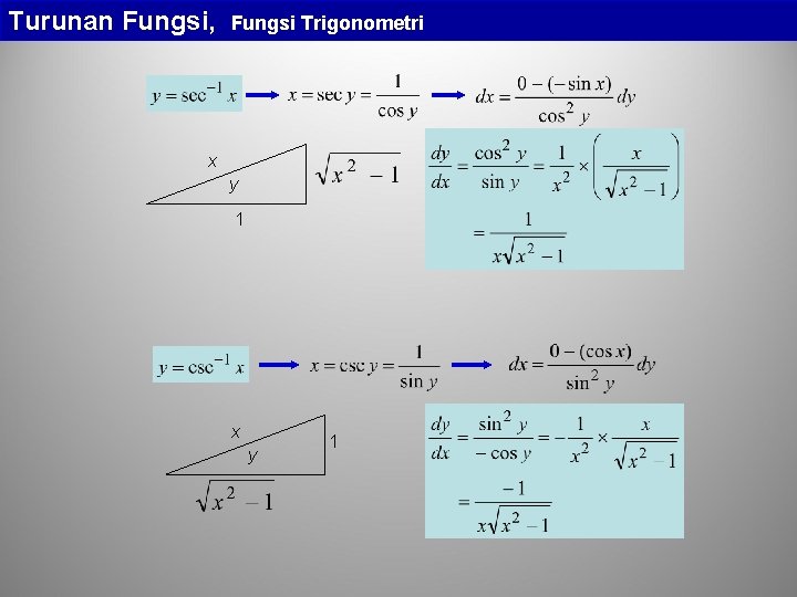 Turunan Fungsi, Fungsi Trigonometri x y 1 