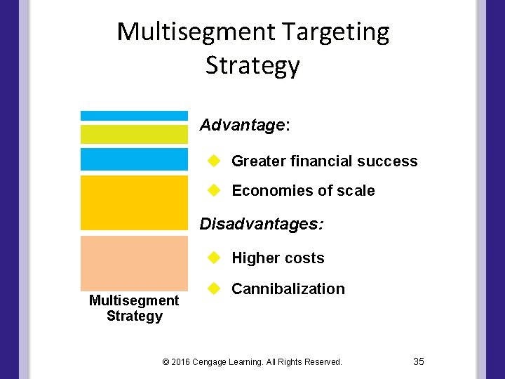 Multisegment Targeting Strategy Advantage: u Greater financial success u Economies of scale Disadvantages: u Multisegment Targeting Strategy Advantage: u Greater financial success u Economies of scale Disadvantages: u