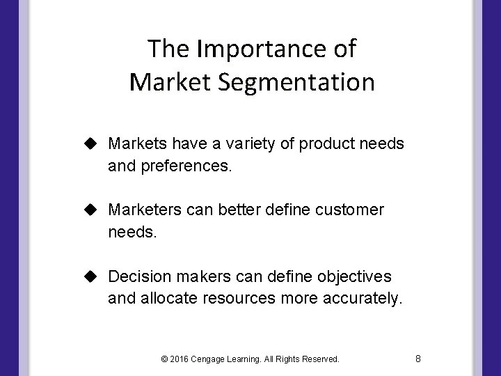 The Importance of Market Segmentation u Markets have a variety of product needs and The Importance of Market Segmentation u Markets have a variety of product needs and