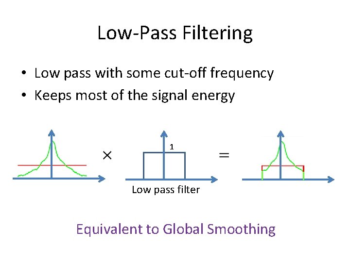 Low-Pass Filtering • Low pass with some cut-off frequency • Keeps most of the Low-Pass Filtering • Low pass with some cut-off frequency • Keeps most of the