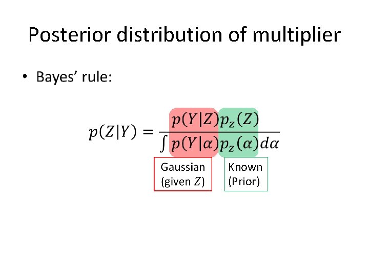Posterior distribution of multiplier • Known (Prior) Posterior distribution of multiplier • Known (Prior)
