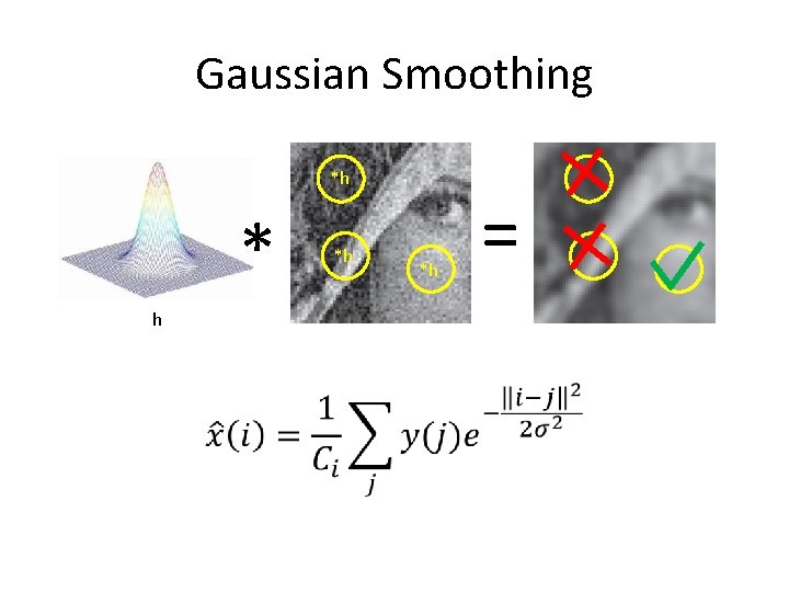 Gaussian Smoothing *h * h • *h *h = Gaussian Smoothing *h * h • *h *h =