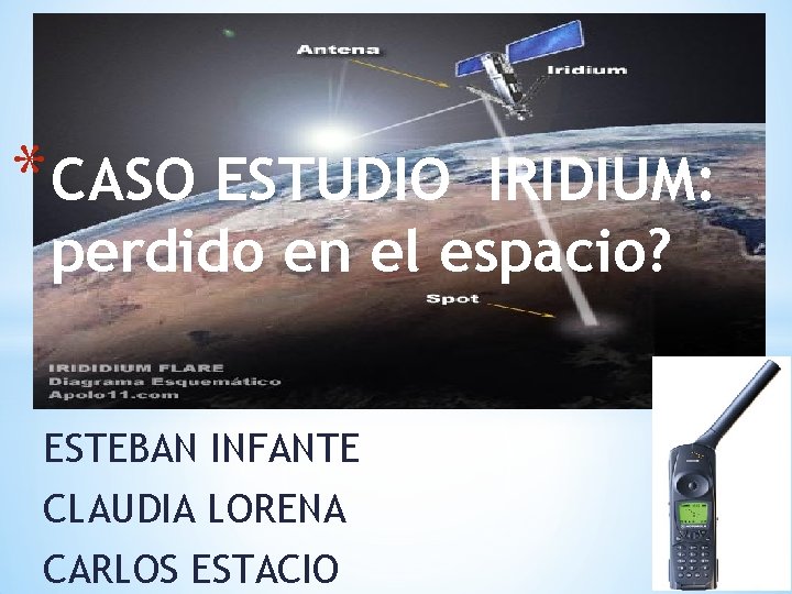 * CASO ESTUDIO IRIDIUM: perdido en el espacio? ESTEBAN INFANTE CLAUDIA LORENA CARLOS ESTACIO