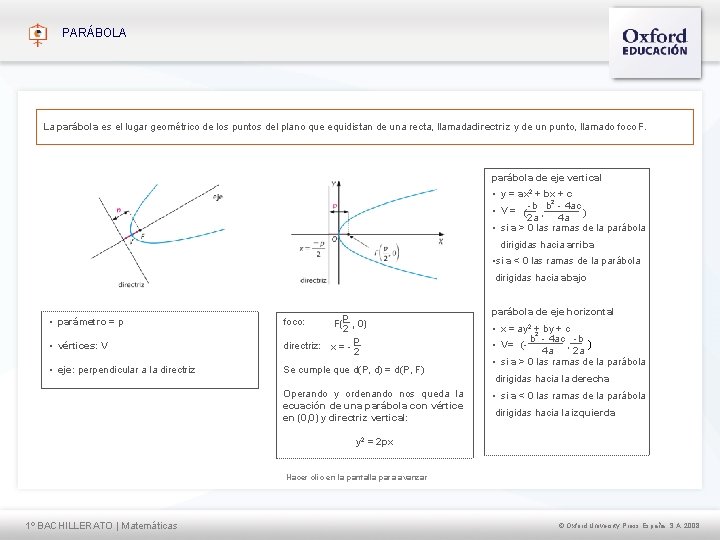 PARÁBOLA La parábola es el lugar geométrico de los puntos del plano que equidistan