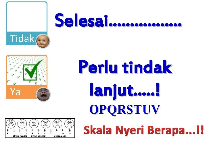 Tidak Ya Selesai. . . . Perlu tindak lanjut. . . ! OPQRSTUV Skala