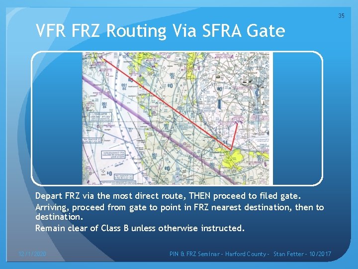 35 VFR FRZ Routing Via SFRA Gate Depart FRZ via the most direct route,