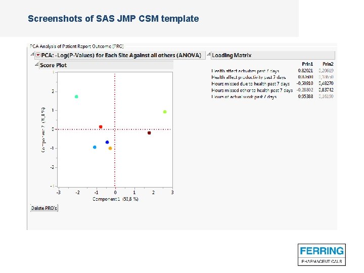 Screenshots of SAS JMP CSM template 