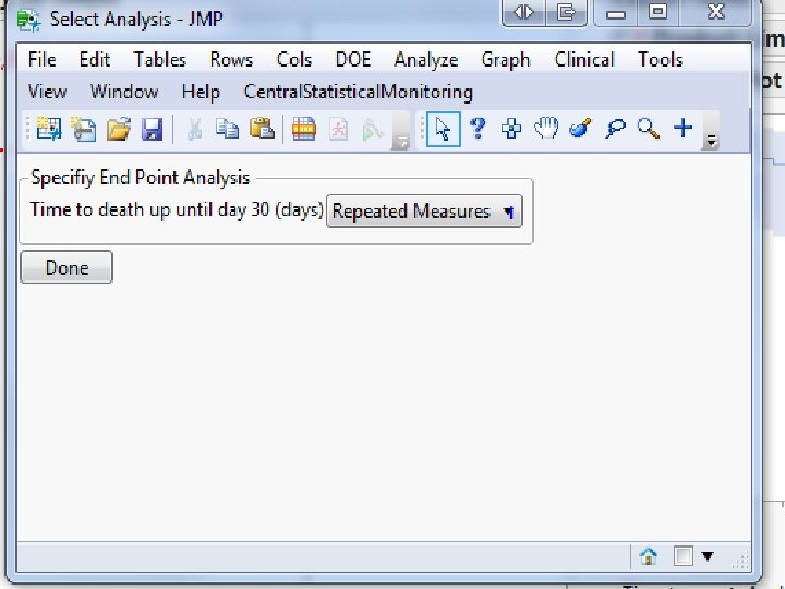 Screenshots of SAS JMP CSM template 