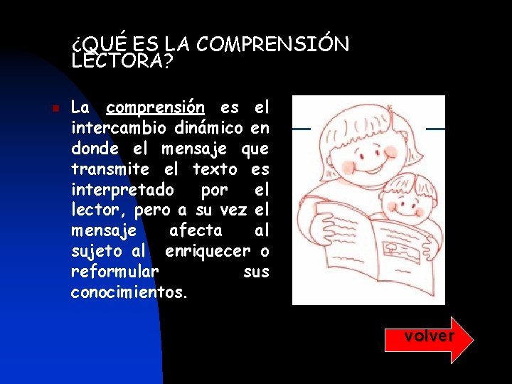 ¿QUÉ ES LA COMPRENSIÓN LECTORA? n La comprensión es el intercambio dinámico en donde