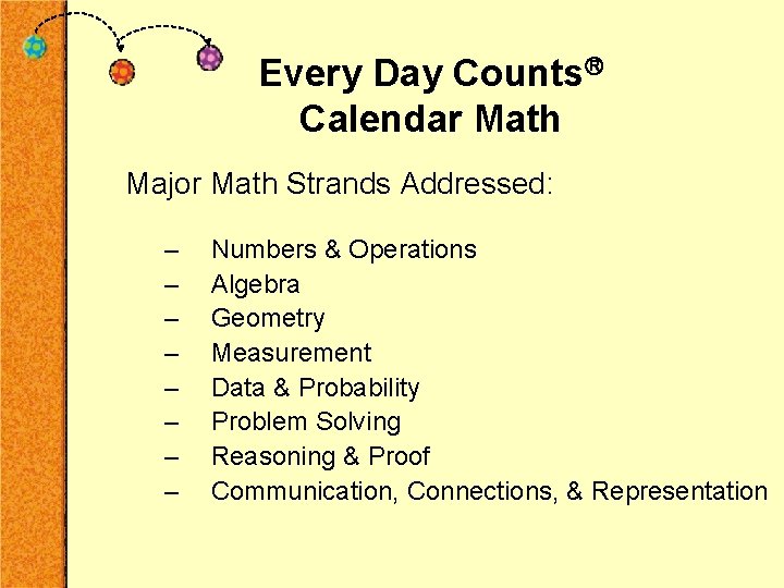 Every Day Counts Calendar Math Major Math Strands Addressed: – – – – Numbers