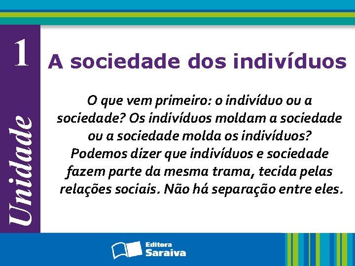 Unidade 1 A sociedade dos indivíduos O que vem primeiro: o indivíduo ou a Unidade 1 A sociedade dos indivíduos O que vem primeiro: o indivíduo ou a