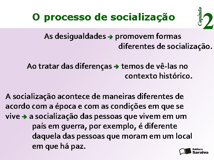 Capítulo O processo de socialização 2 As desigualdades promovem formas diferentes de socialização. Ao Capítulo O processo de socialização 2 As desigualdades promovem formas diferentes de socialização. Ao