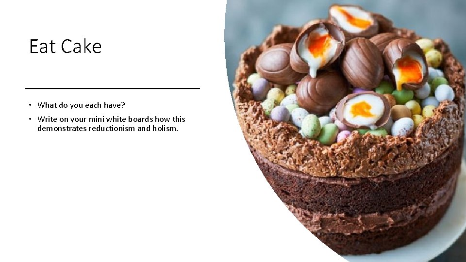 Eat Cake • What do you each have? • Write on your mini white Eat Cake • What do you each have? • Write on your mini white