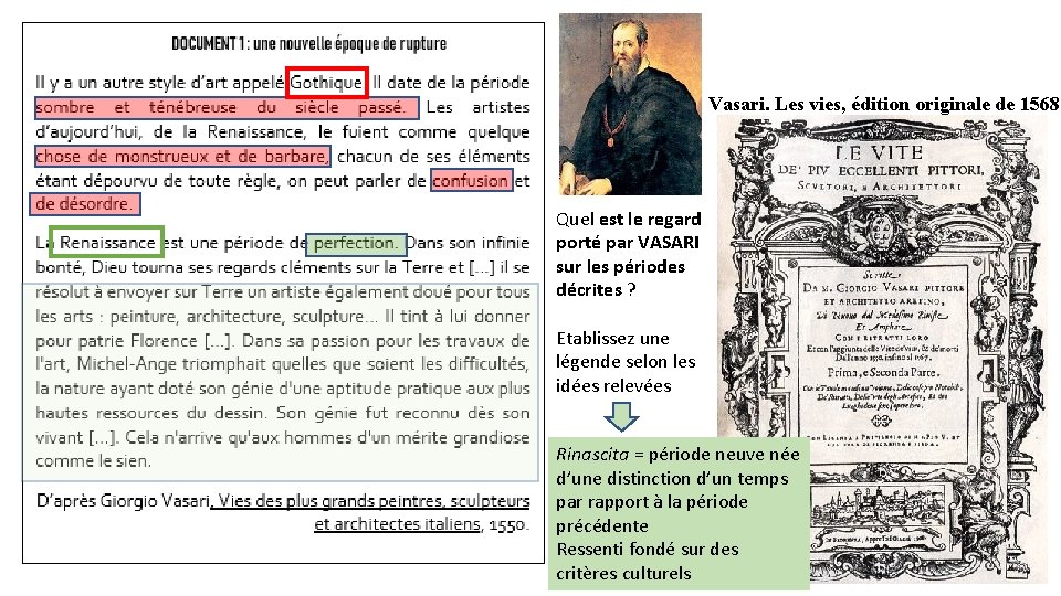 Vasari. Les vies, édition originale de 1568 Quel est le regard porté par VASARI