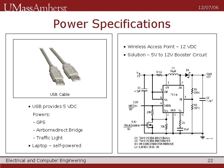 12/07/06 Power Specifications • Wireless Access Point – 12 VDC • Solution – 5
