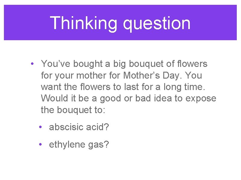 Thinking question • You’ve bought a big bouquet of flowers for your mother for Thinking question • You’ve bought a big bouquet of flowers for your mother for