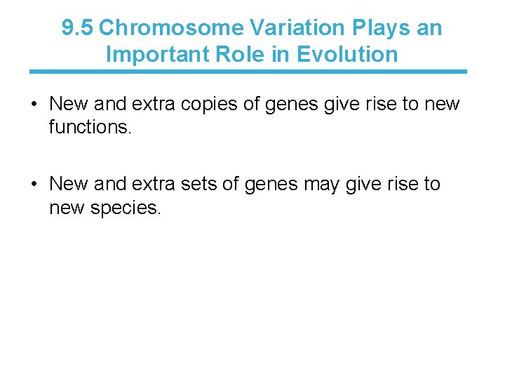 9. 5 Chromosome Variation Plays an Important Role in Evolution • New and extra