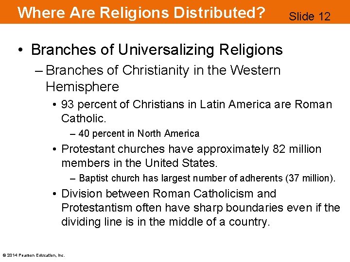 Where Are Religions Distributed? Slide 12 • Branches of Universalizing Religions – Branches of