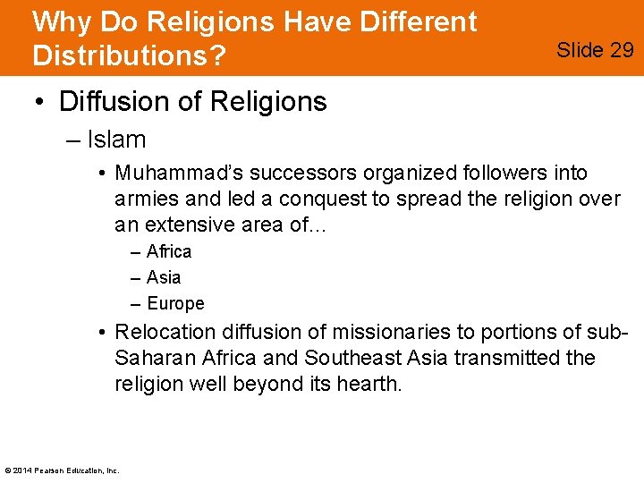 Why Do Religions Have Different Distributions? Slide 29 • Diffusion of Religions – Islam