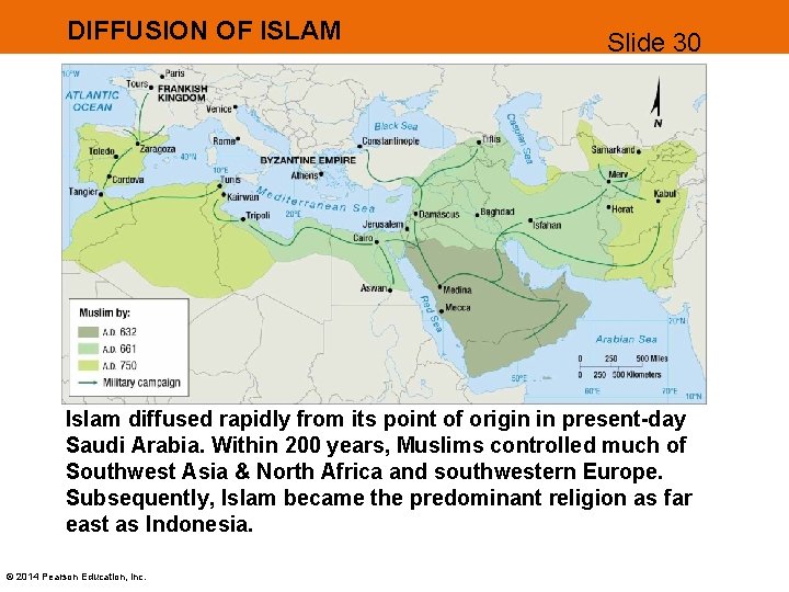 DIFFUSION OF ISLAM Slide 30 Islam diffused rapidly from its point of origin in