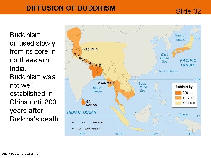 DIFFUSION OF BUDDHISM Buddhism diffused slowly from its core in northeastern India. Buddhism was